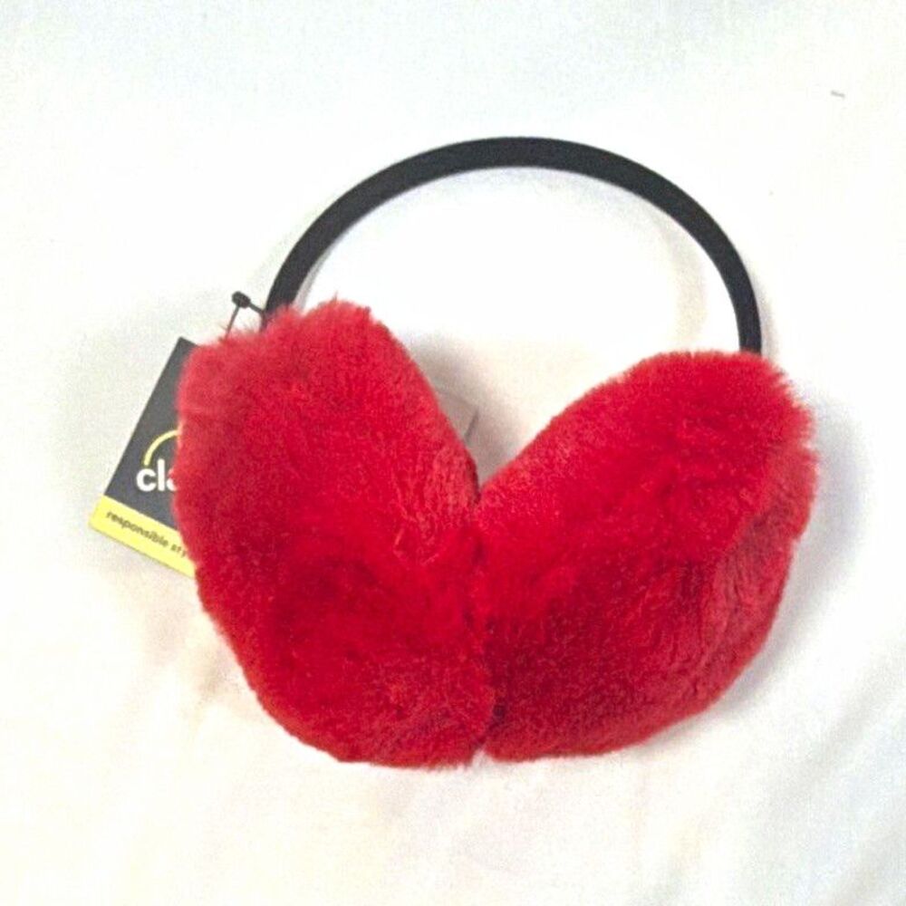 Art & Class C.C Red Faux Fur Earmuffs Women’s One Size Solid Winter Fall Casual